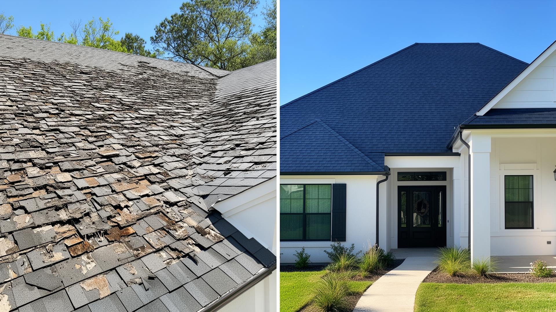 Roof before and after replacement